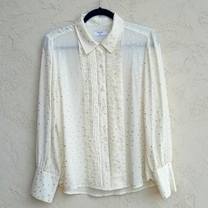 UNTUCKIT For Her Sabrina Blouse with Gold Accent Size 10